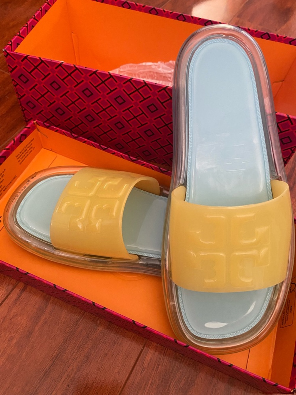 Tory Burch Island Blue Footbed with Firefly Yellow Jelly Bubble